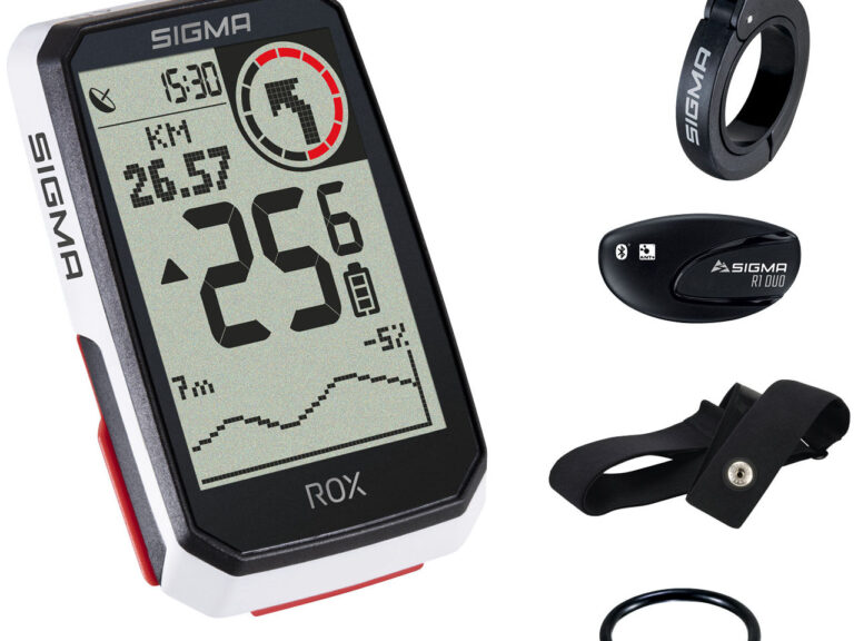 GPS Fietscomputer Sigma ROX 4.0 GPS HR set met overclamp Butler stuurhouder - wit