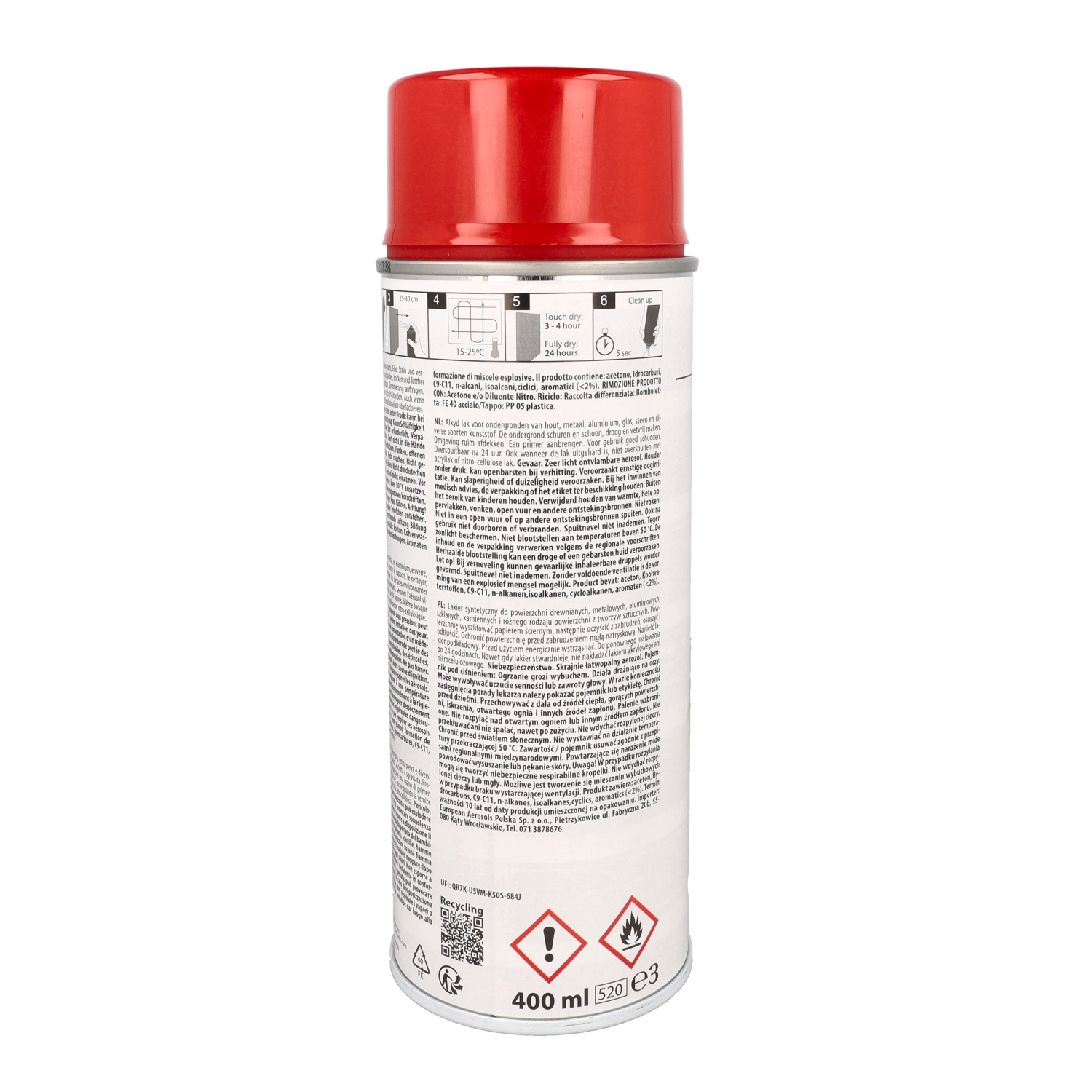Spuitlak Motip Glans 400ml Spuitbus Rood 01628 - Afbeelding 3