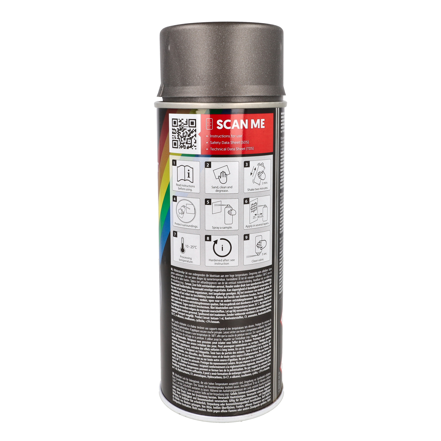 Spuitlak Motip hittebestendig 400ml spuitbus antraciet 04030 - Afbeelding 3