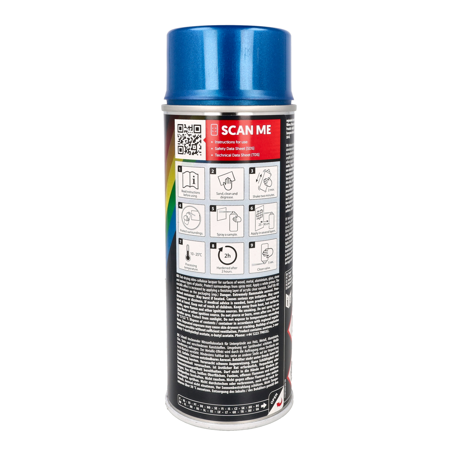 Spuitlak Motip 400ml Spuitbus Blauw Metallic 04044 - Afbeelding 3