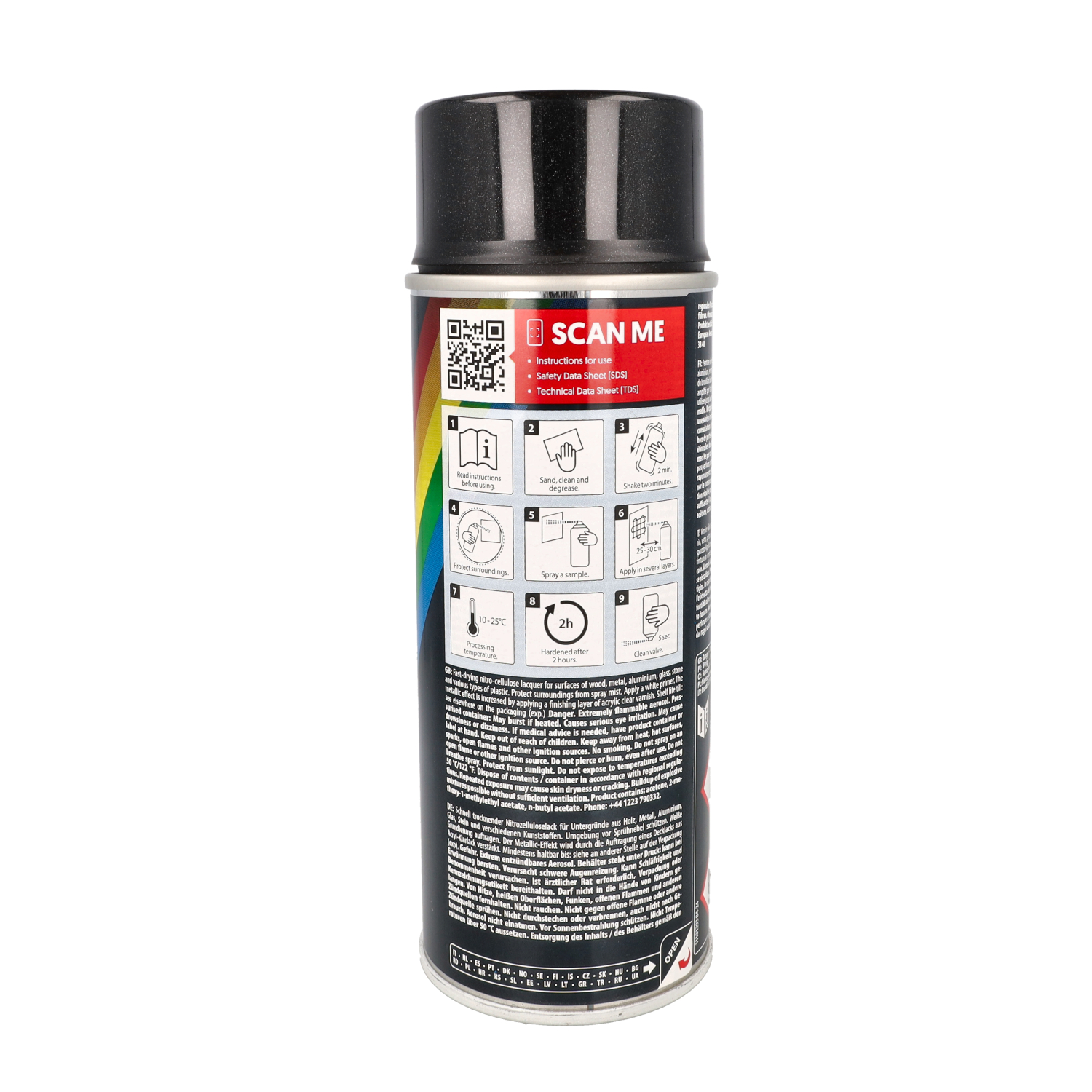Spuitlak Motip 400ml Spuitbus Zwart Metallic 04049 - Afbeelding 3