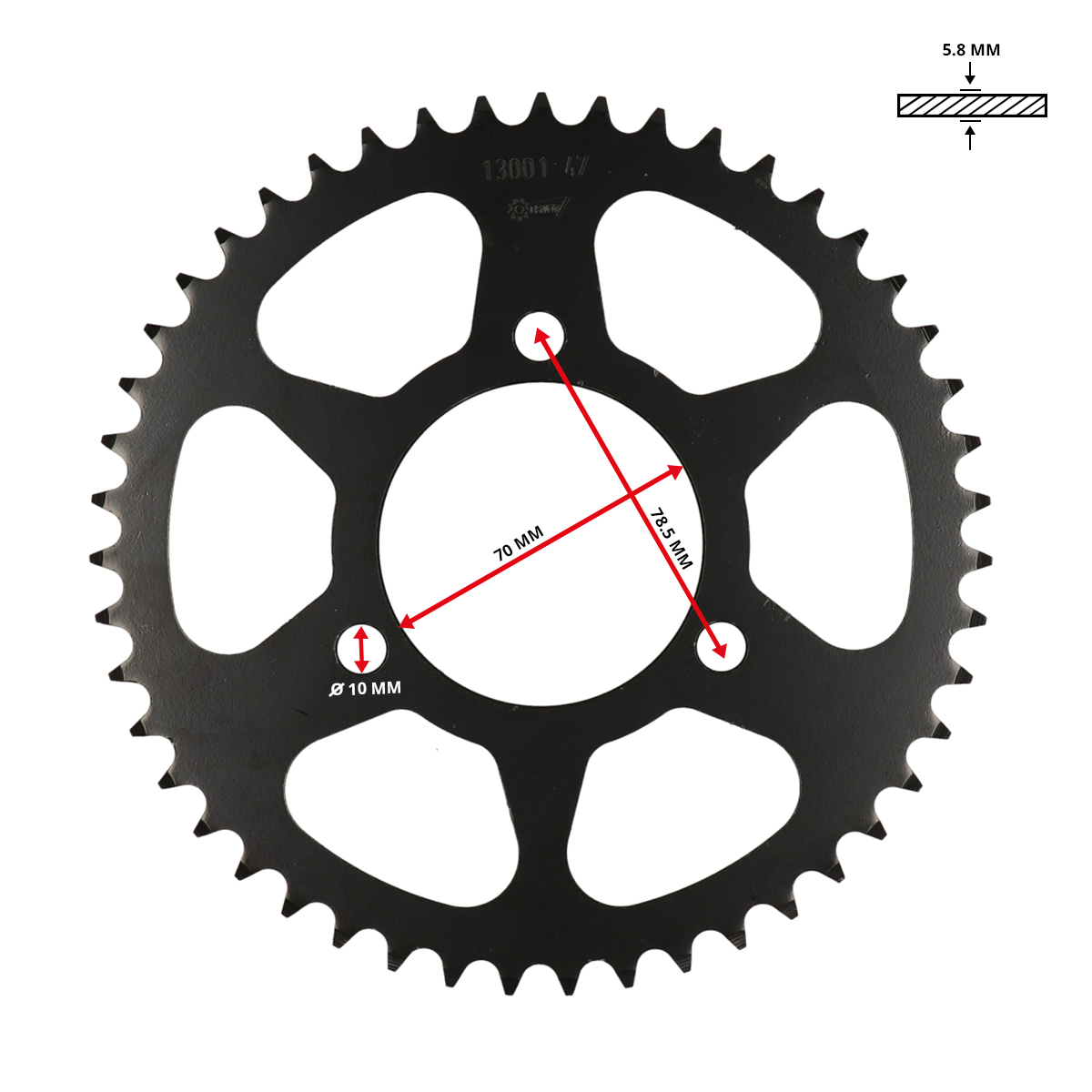 Achterkettingwiel Esjot Honda 47t Mbx, Mtx, Mtx-sh, Mb, Mt - Afbeelding 3