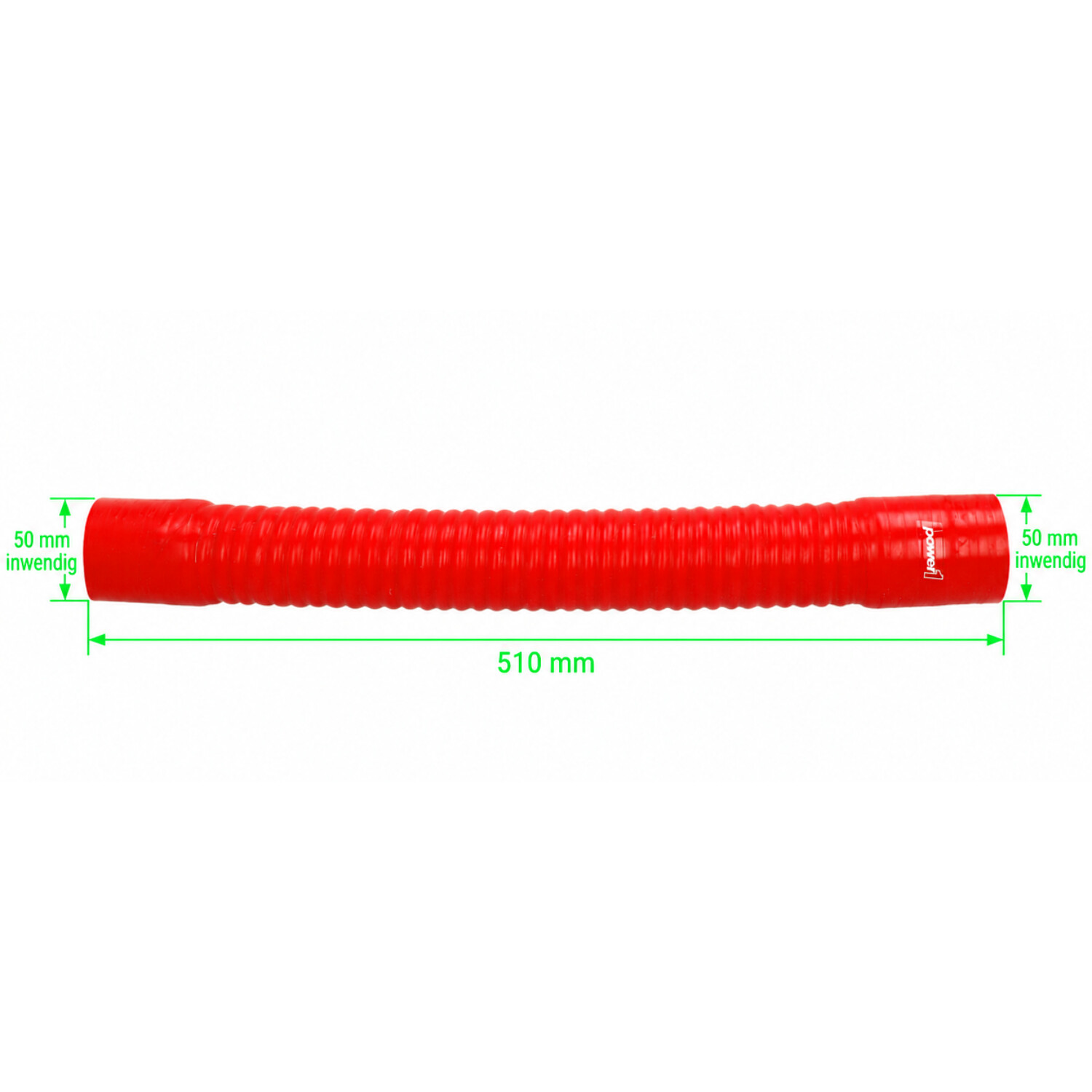 Luchtfilterslang Power1 Flexibel Lengte 50cm 50mm Rood Universeel - Afbeelding 2