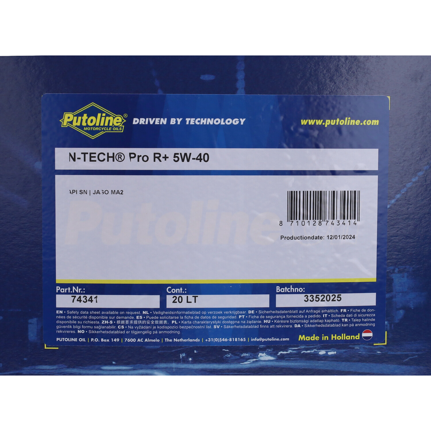 Motorolie Putoline 5w40 Vol Synth. N-tech® Pro R+ 15l 74580 - Afbeelding 3