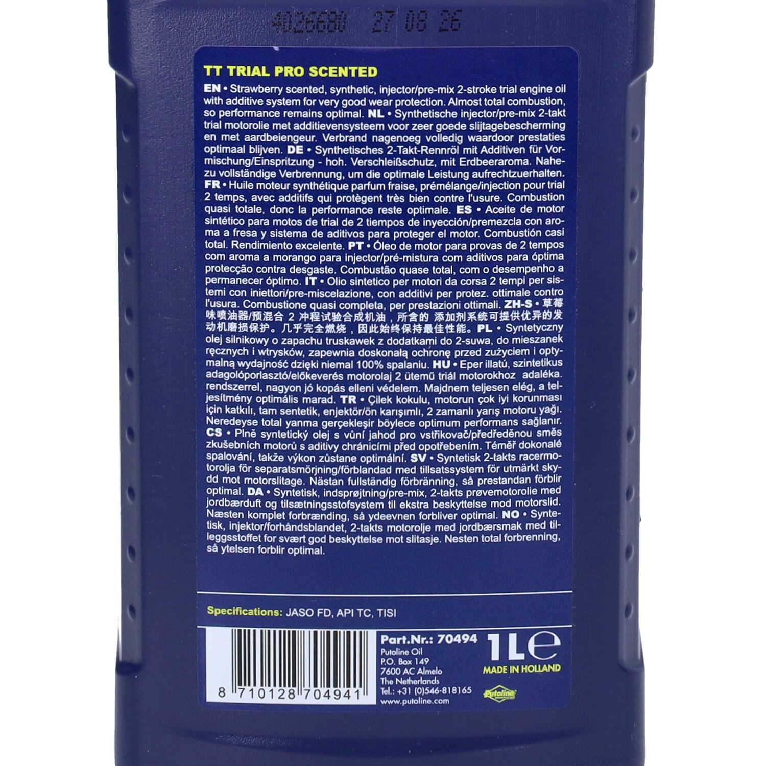 2-takt olie Putoline synthetisch TT Trial pro 1l Fles 70494 - Afbeelding 2