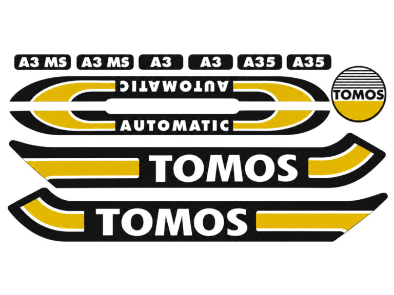 Stickerset compleet standaard goud/zwart Tomos, A3, A35