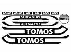 Stickerset compleet standaard zwart/wit Tomos, A3, A35
