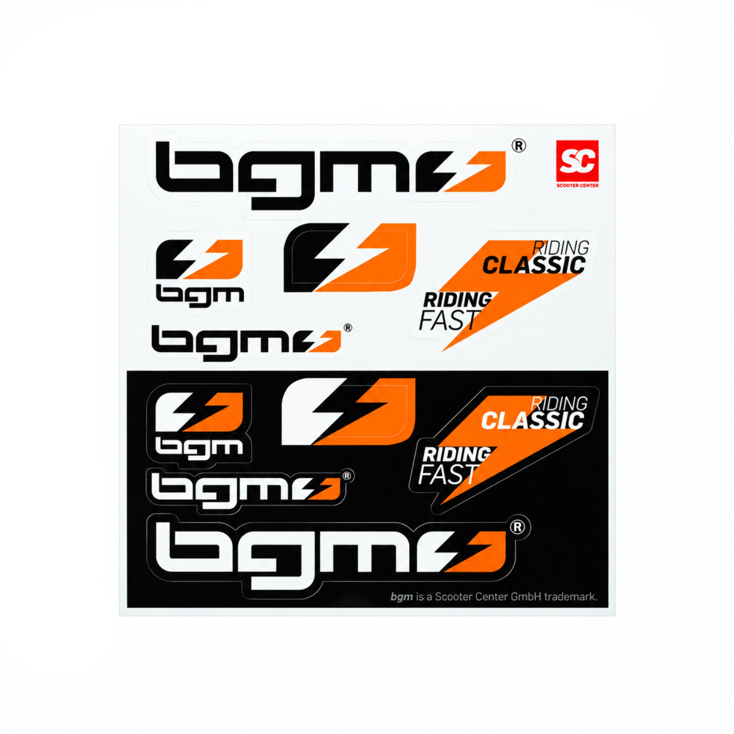 Stickerset BGM universeel riding classic/fast 130x130mm 10-delig