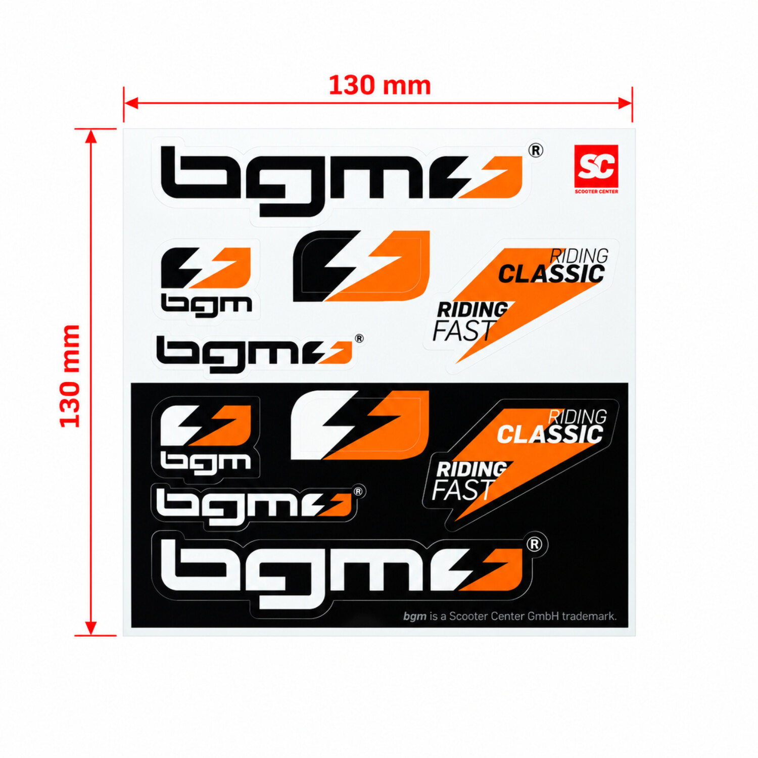 Stickerset BGM universeel riding classic/fast 130x130mm 10-delig - Afbeelding 2
