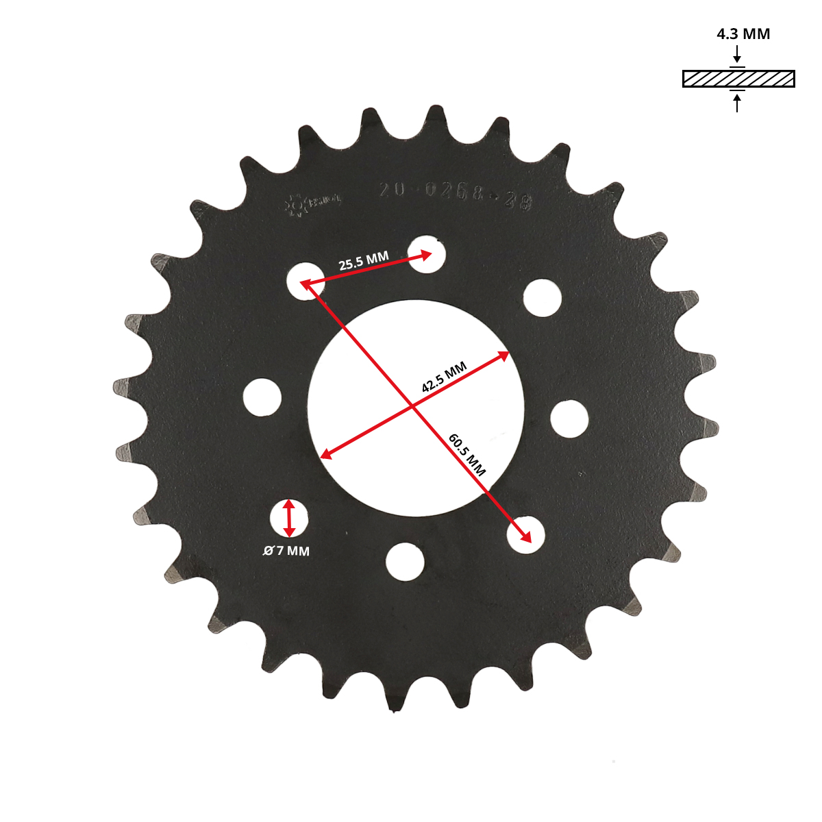Achterkettingwiel Esjot 42.5mm 28t Tomos, A3, A35 - Afbeelding 3