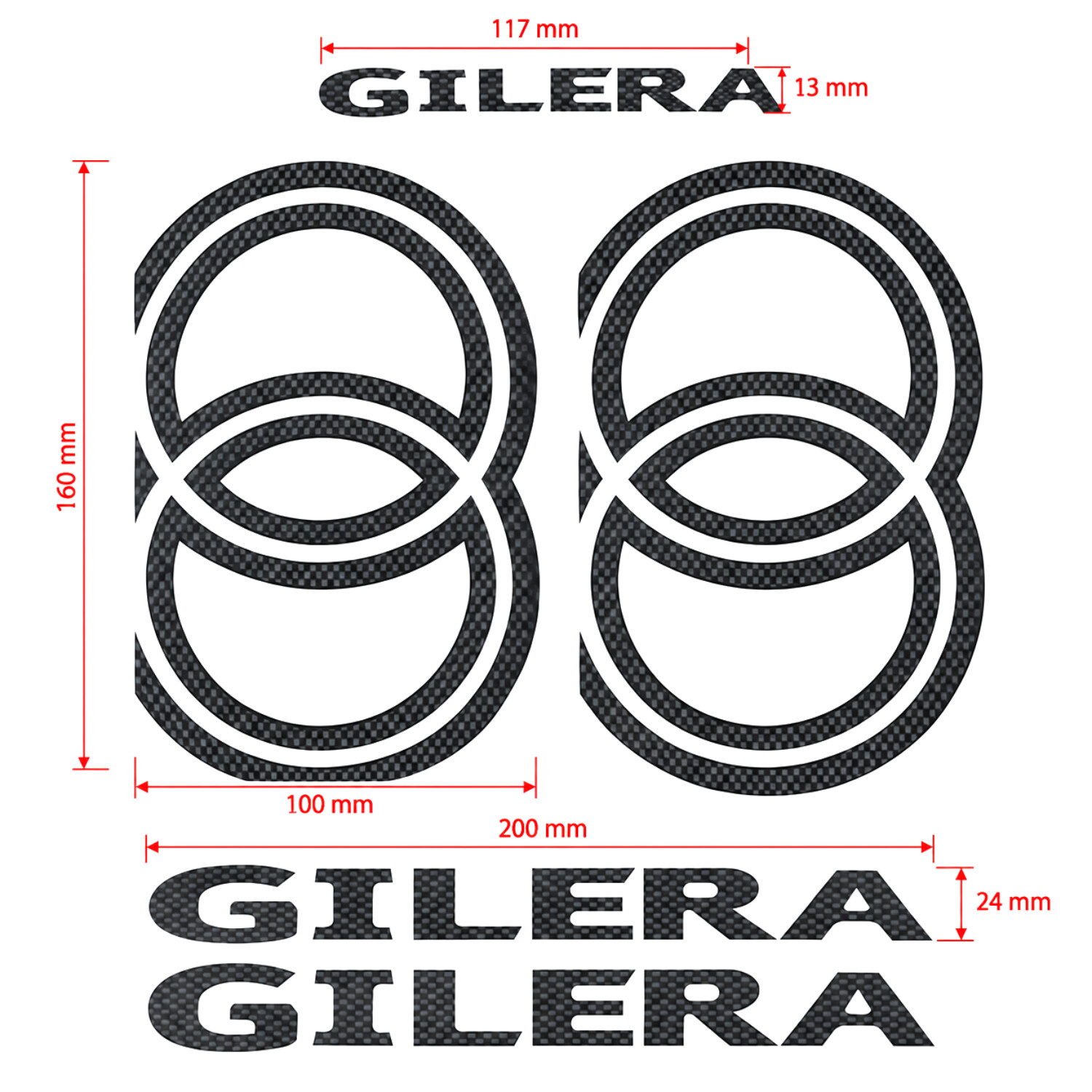 Stickerset Carbon 5-delig Gilera, Runner 50/125/180/200 - Afbeelding 2