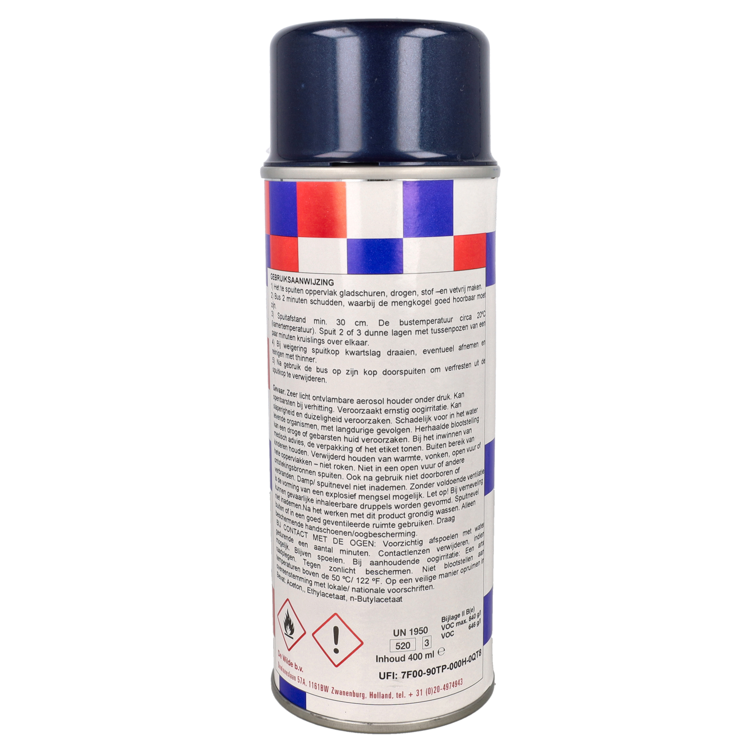 Spuitlak Quick Midnight Blue 222 400ml Spuitbus Fly, Gts, Primavera, Vespa Lx, Zip - Afbeelding 3