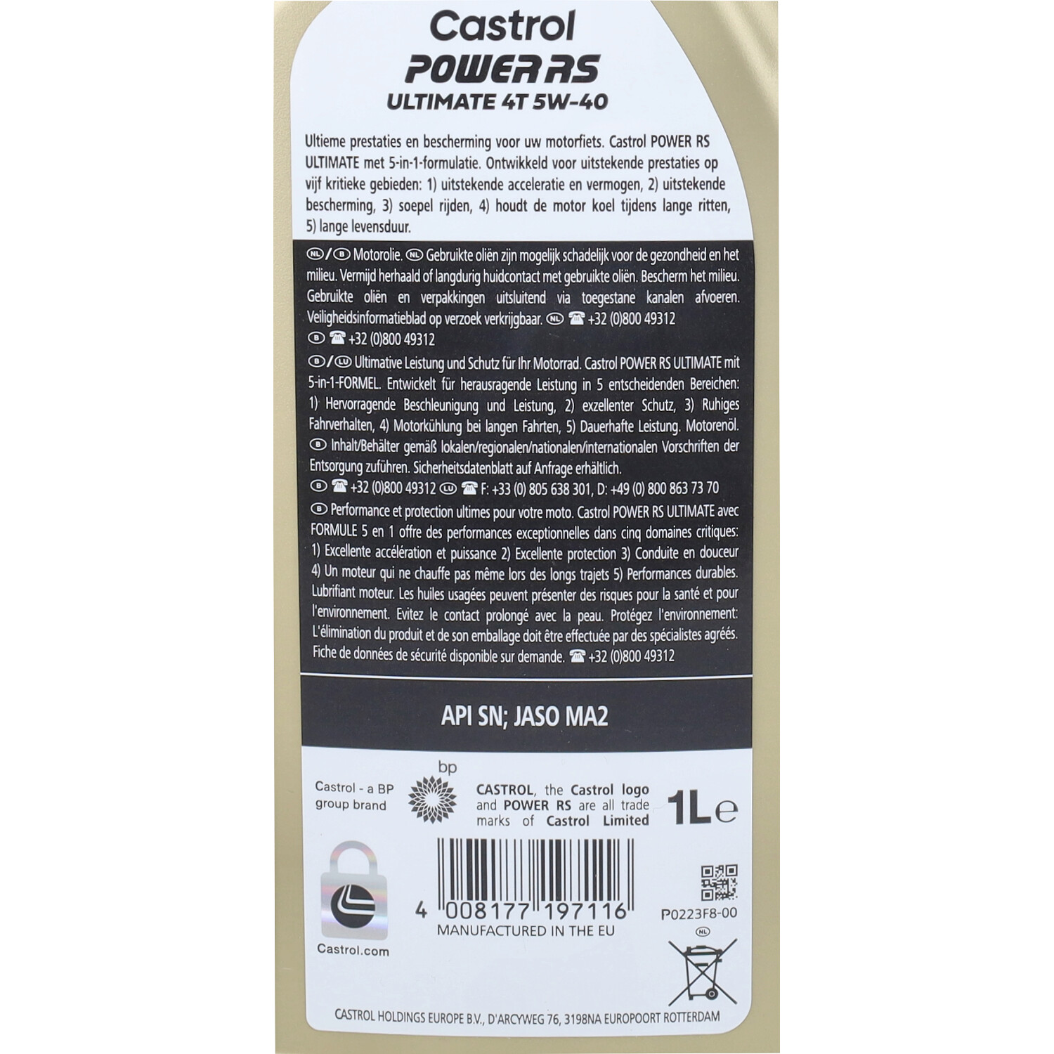 Motorolie Castrol 5w40 4t Power Rs Ultimate 1l 14dae7 - Afbeelding 3