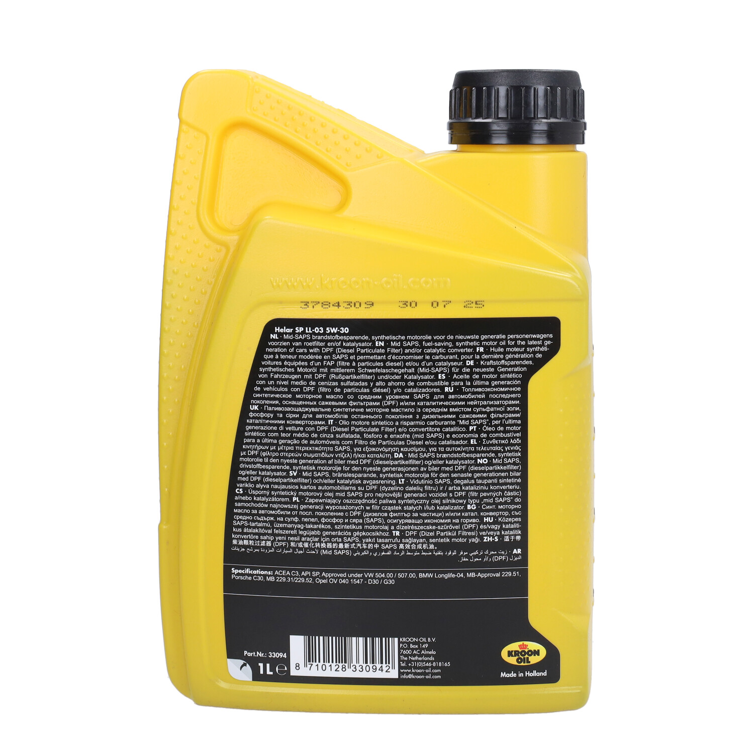 Motorolie Kroon 5w30 Longlife Sp Helar 1l - Afbeelding 3