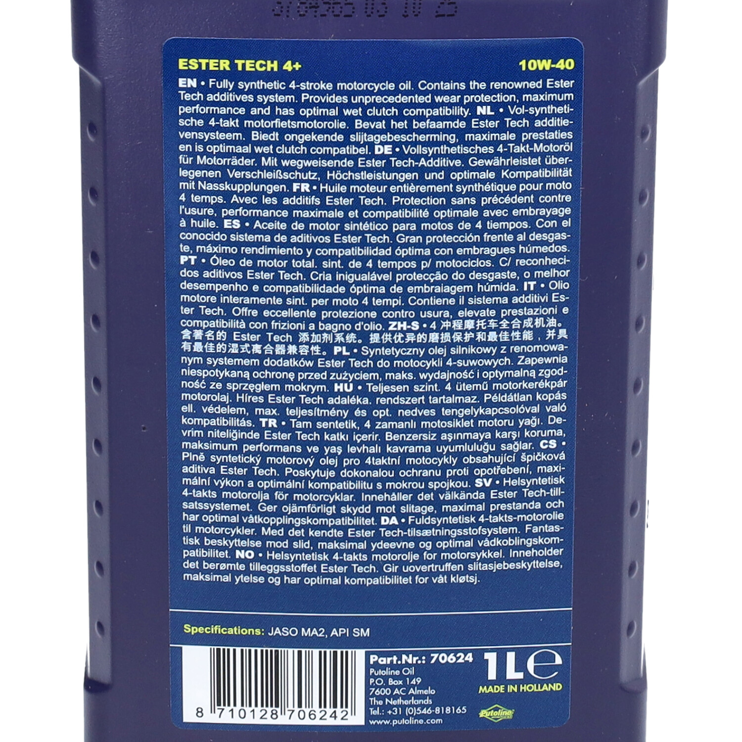 Motorolie Putoline 10w40 Vol Synth. Ester Tech 4+ 1l Fles 70624 - Afbeelding 3