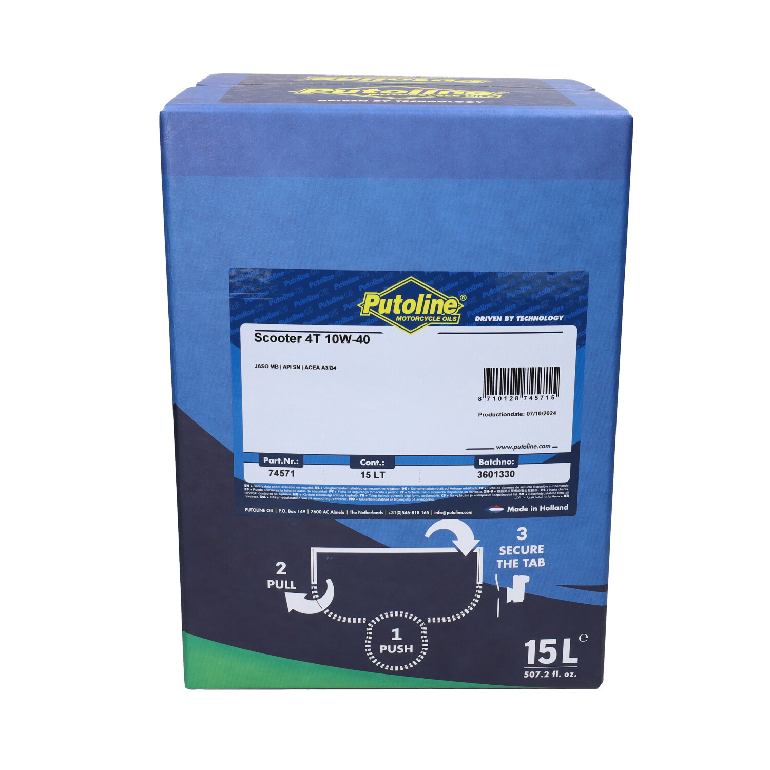 Motorolie Putoline 10w40 Half Synth Scooter 15l 74571 - Afbeelding 3