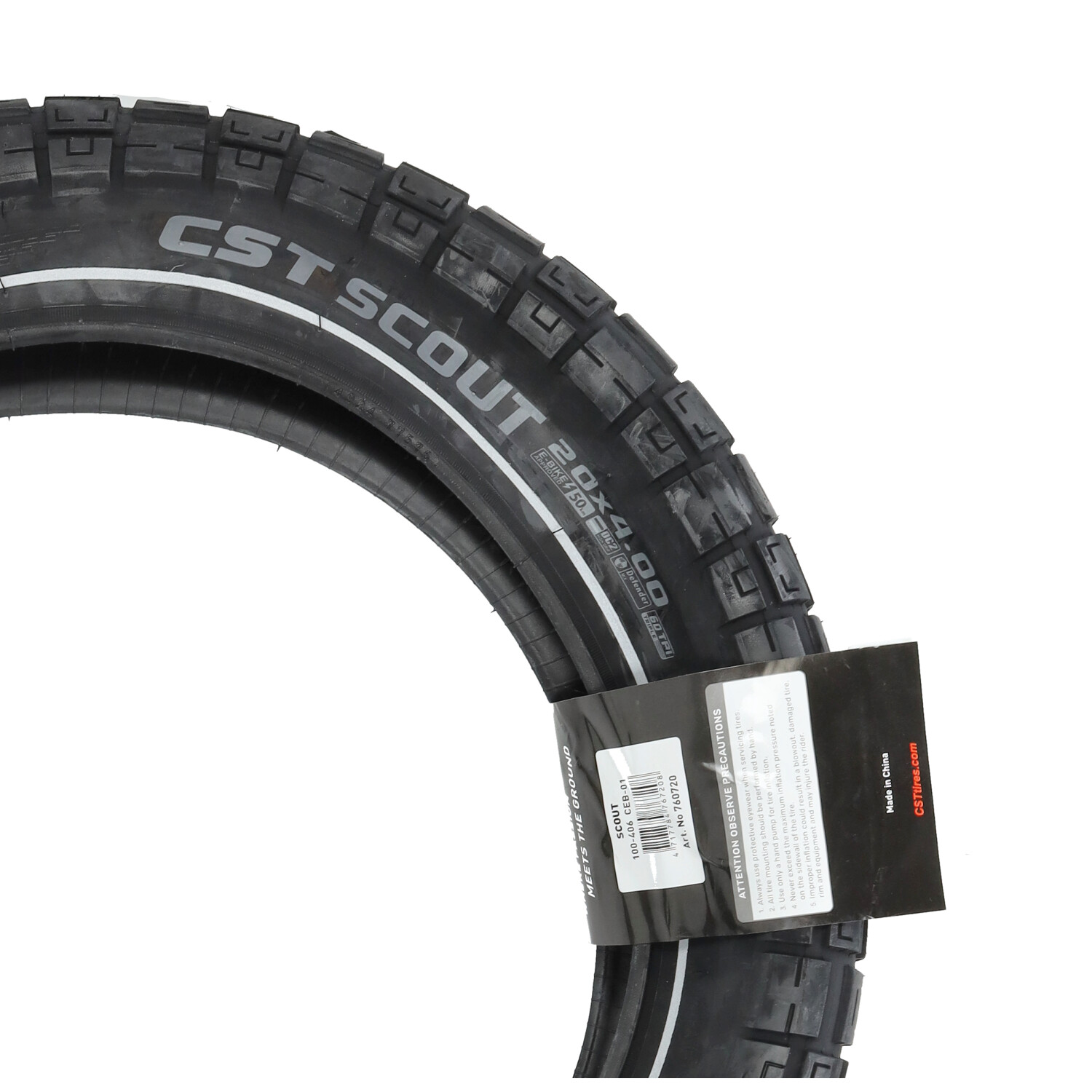 Buitenband Cst + Reflectie Scout 20x4.0 Zwart Fatbike