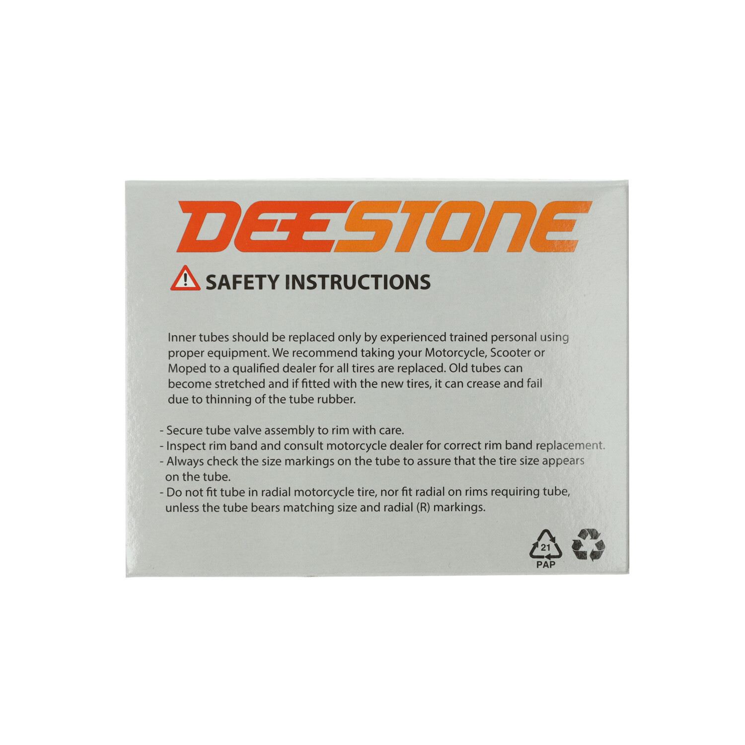 Binnenband Deestone Recht 325/ 275/300x18 - Afbeelding 3