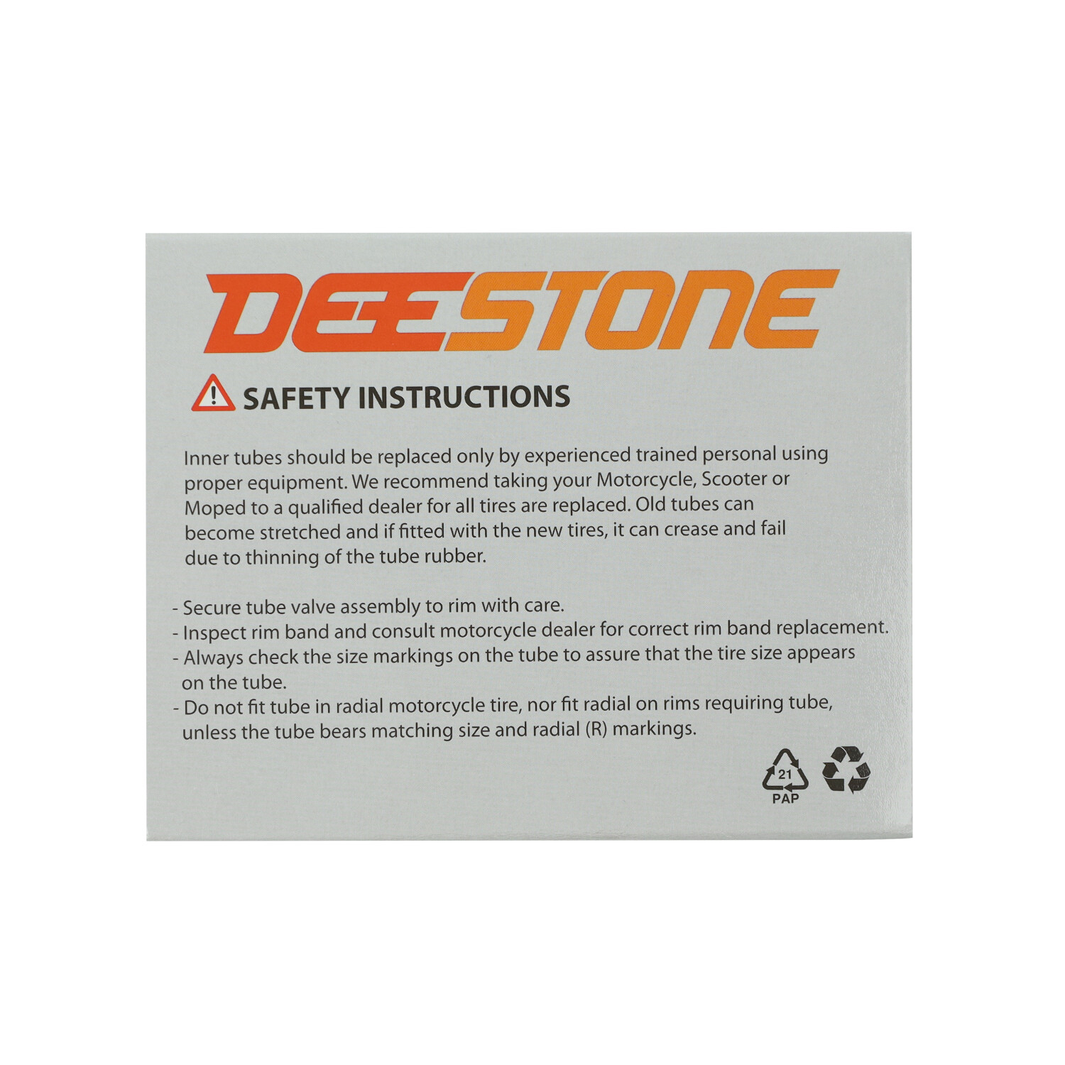 Binnenband Deestone Recht Eudr 225/250x19 - Afbeelding 3