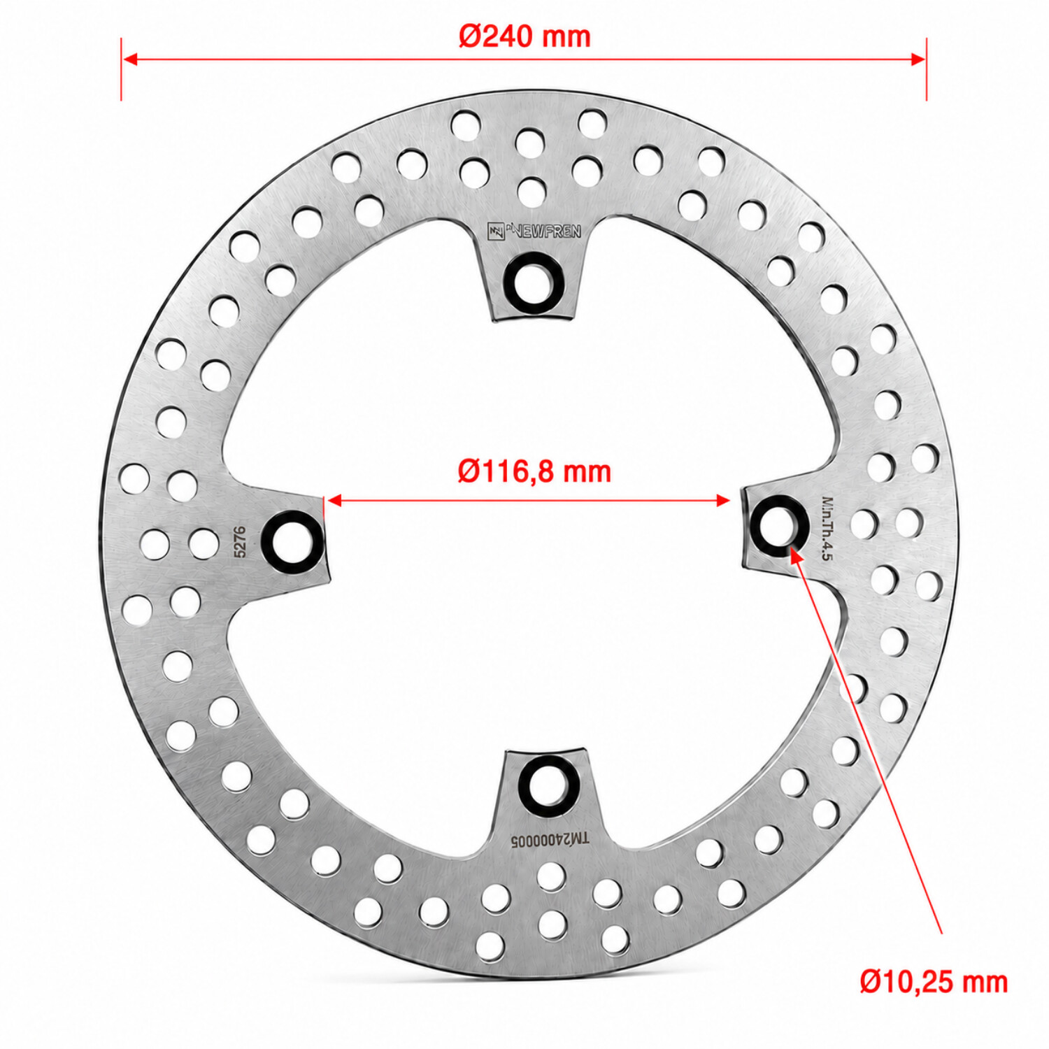 Remschijf Newfren 4-gaats Honda Achter 240mm Xadv750 Df5276 - Afbeelding 3