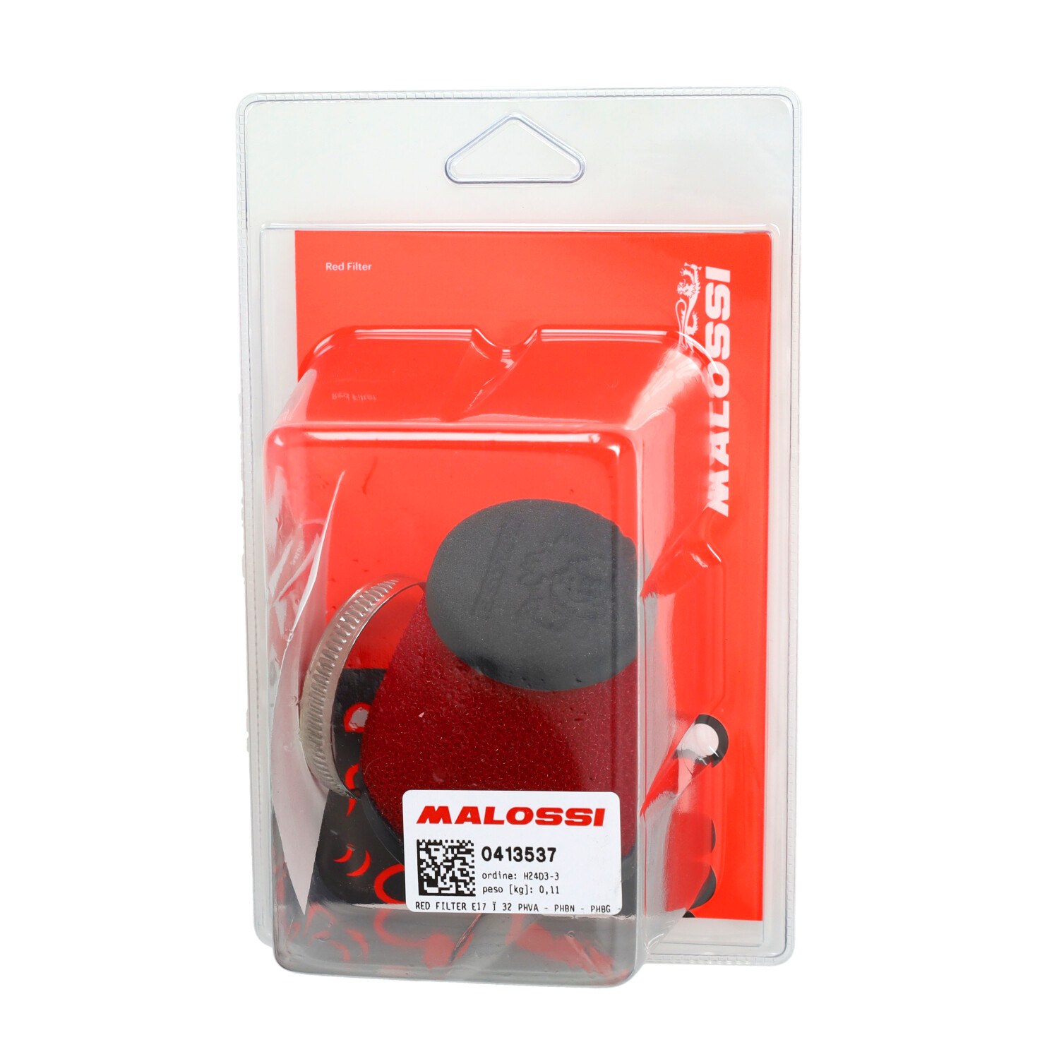 Powerfilter Malossi Recht Universeel Conisch Diameter 32-38mm Foam Red Filter E17 0413537 - Afbeelding 4