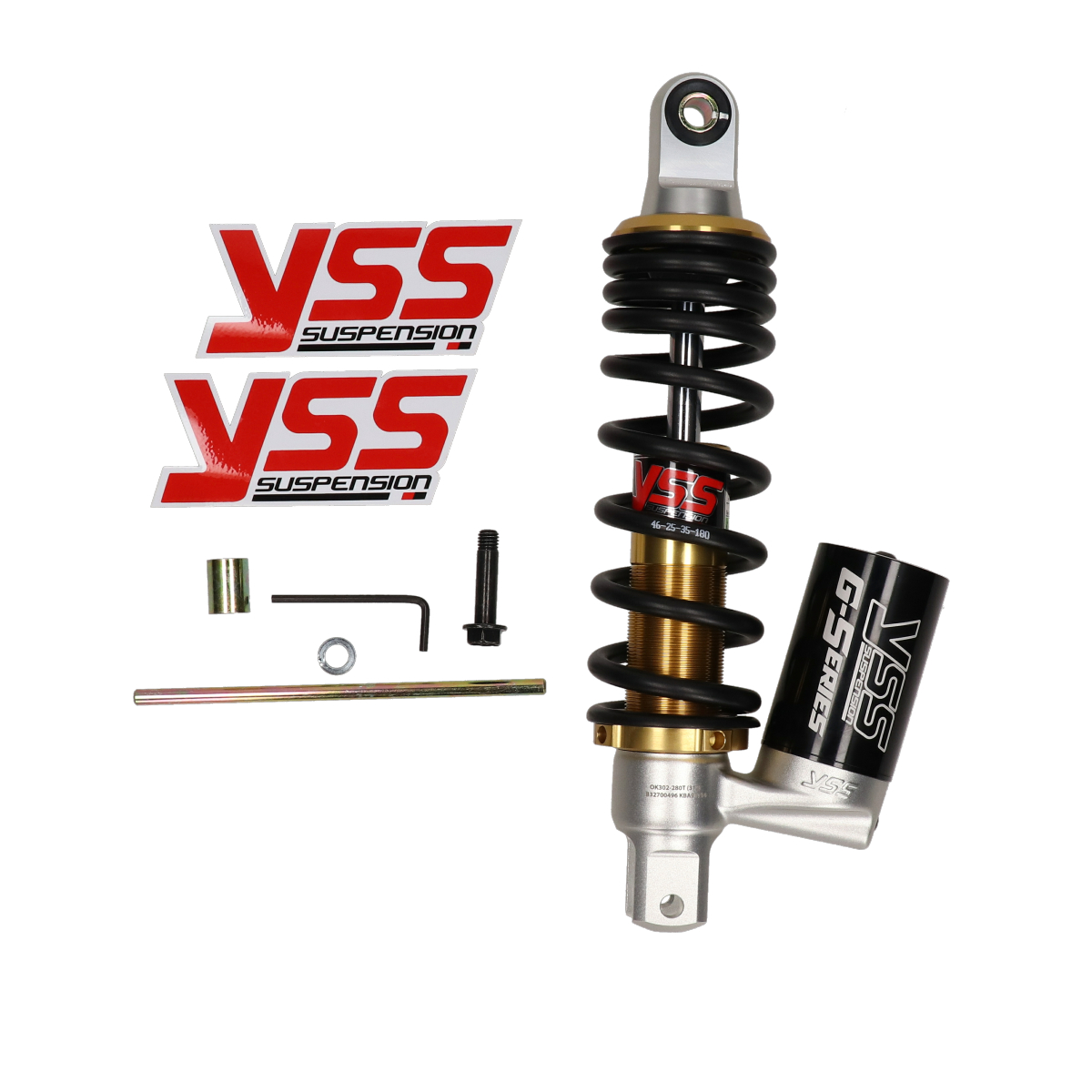 Schokbreker Yss + Gastank G-serie 280mm Zwart/goud Minarelli, Peugeot