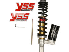 Schokbreker Yss + Gastank G-serie Achter 285mm Zwart/goud Gilera Runner 50/125/180, Zip 4t, Runner, Sco Piaggio