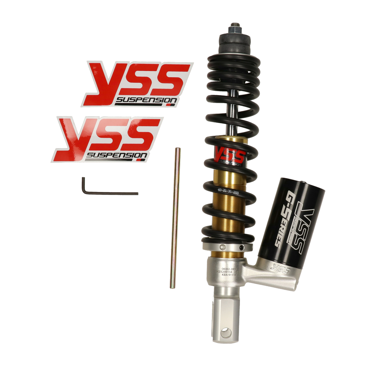 Schokbreker Yss + Gastank G-serie Achter 285mm Zwart/goud Gilera Runner 50/125/180, Zip 4t, Runner, Sco Piaggio
