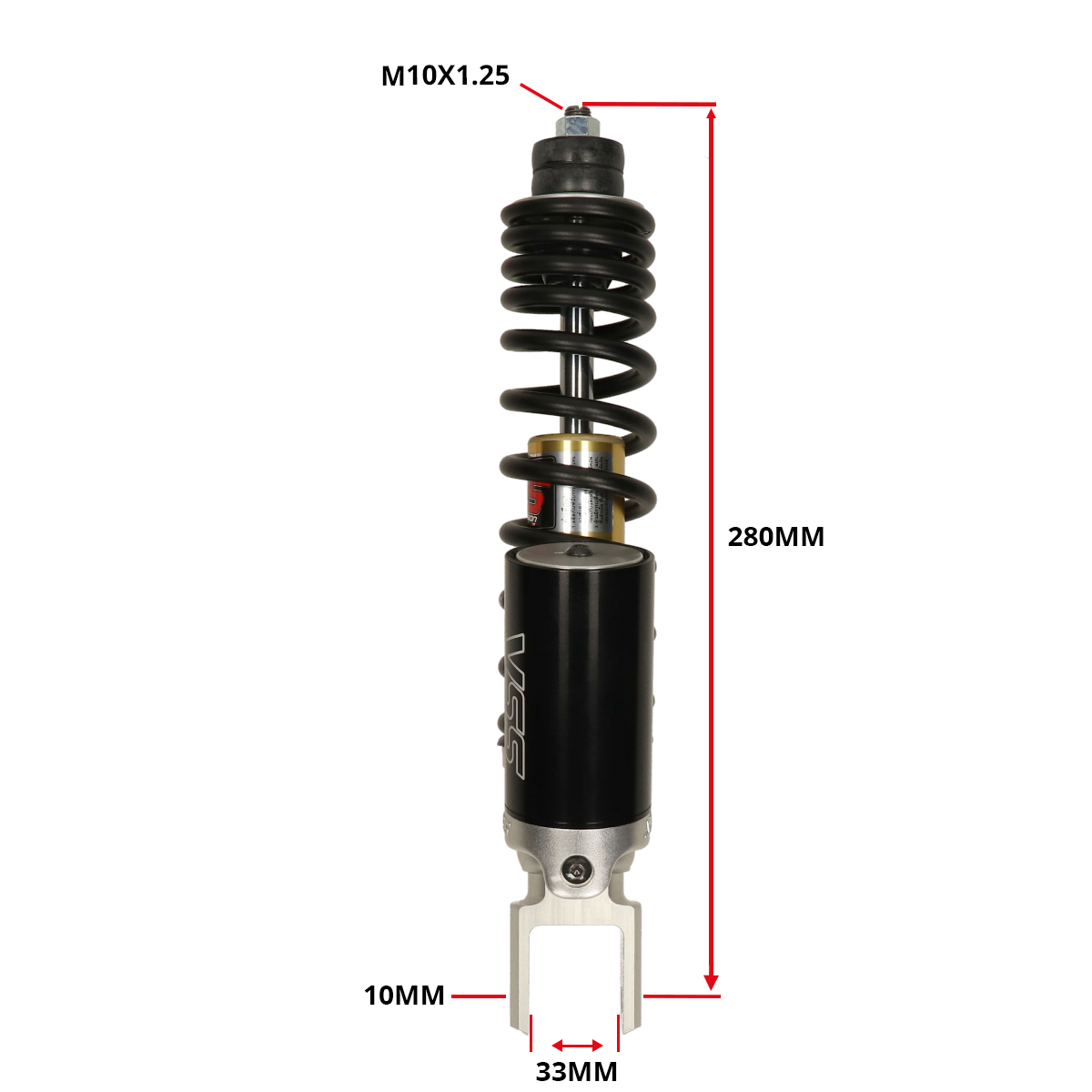 Schokbreker Yss + Gastank G-serie Achter 285mm Zwart/goud Gilera Runner 50/125/180, Zip 4t, Runner, Sco Piaggio - Afbeelding 6