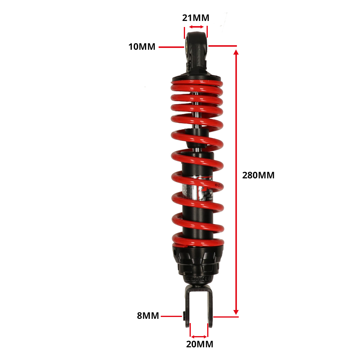Schokbreker Yss Hybrid Dtg 280mm Rood/zwart Minarelli, Sco Peug, Scooter - Afbeelding 4