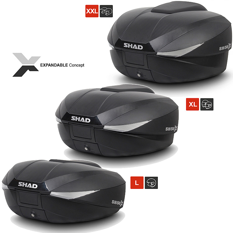 Topkoffer Shad Verstelbaar 3-standen 58l Zwart/carbon Sh58x