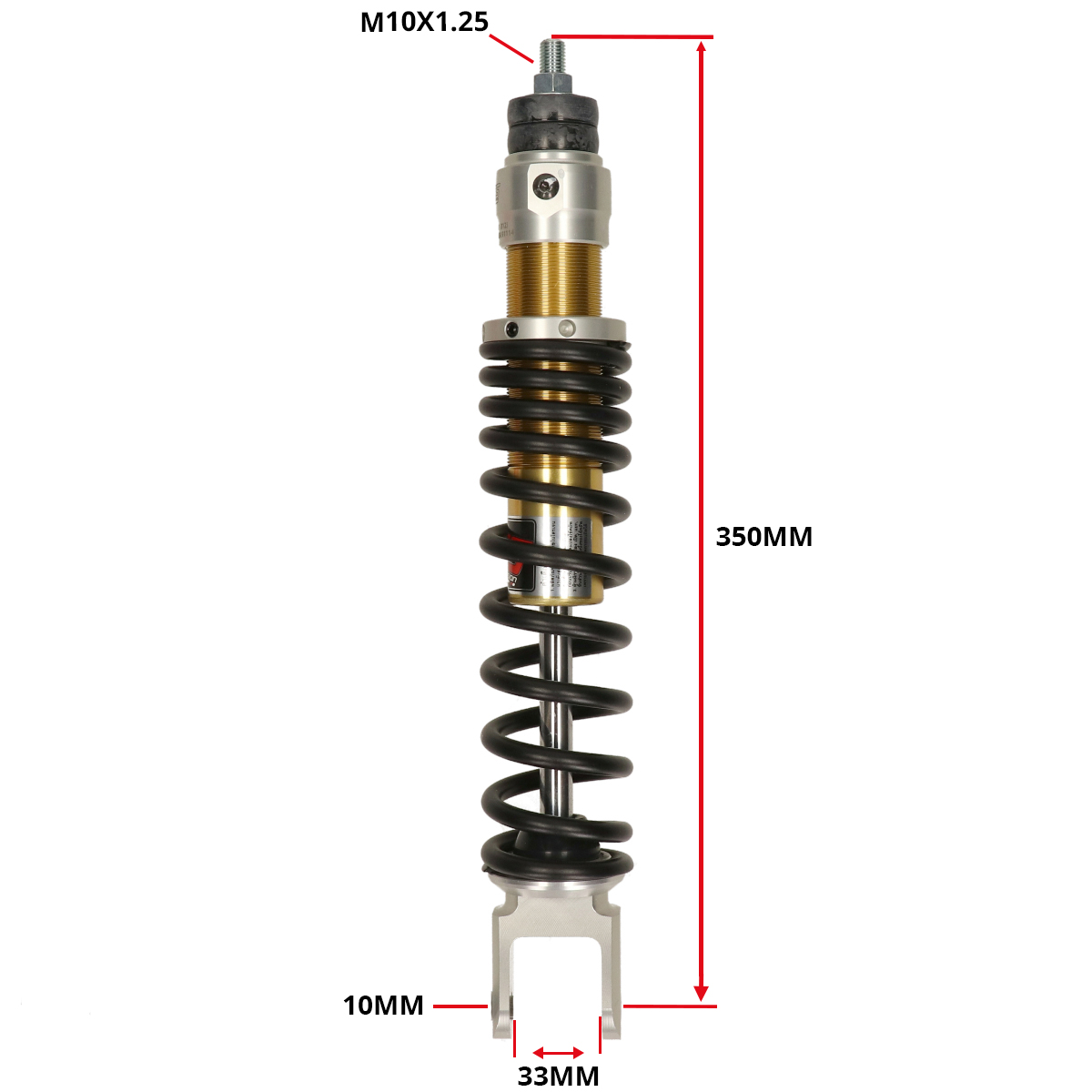 Schokbreker Yss Gasgevuld E-serie Achter 310mm Zwart/goud Gilera Runner, Zip 2t , Zip 4t, Zip2000sp - Afbeelding 4