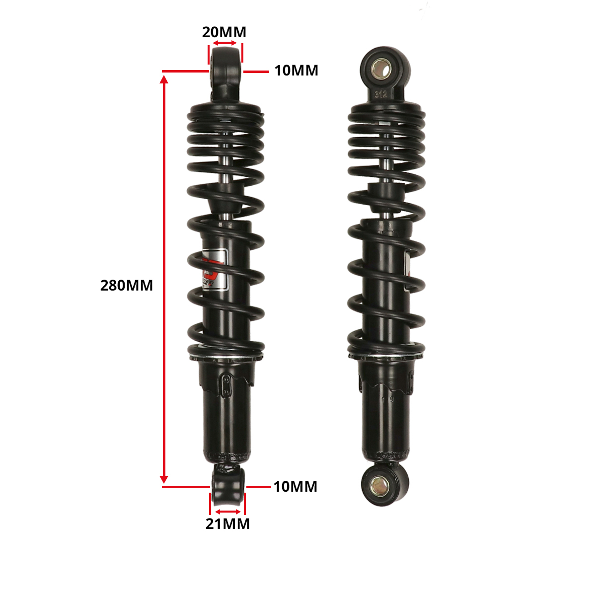 Schokbrekerset Yss Pro-x 280mm Zwart Camino, Citta, Puch Maxi, Tomos Rd220-280p-04-x - Afbeelding 5