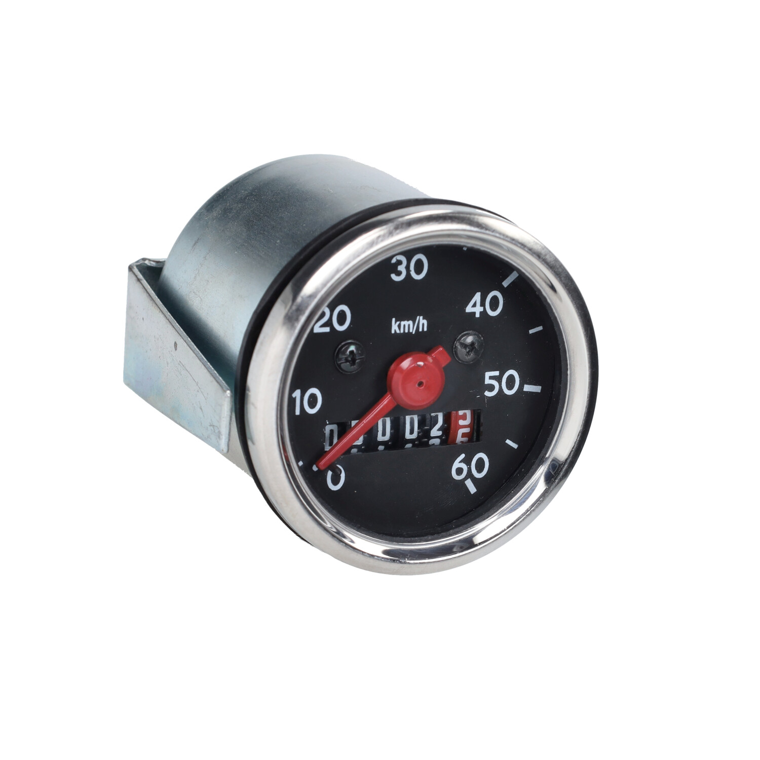 Km Tellerklok 60km/u Zwart/chrome 48mm Zwart/chroom Camino, Kreidler, Puch, Simson, Zundapp - Afbeelding 4