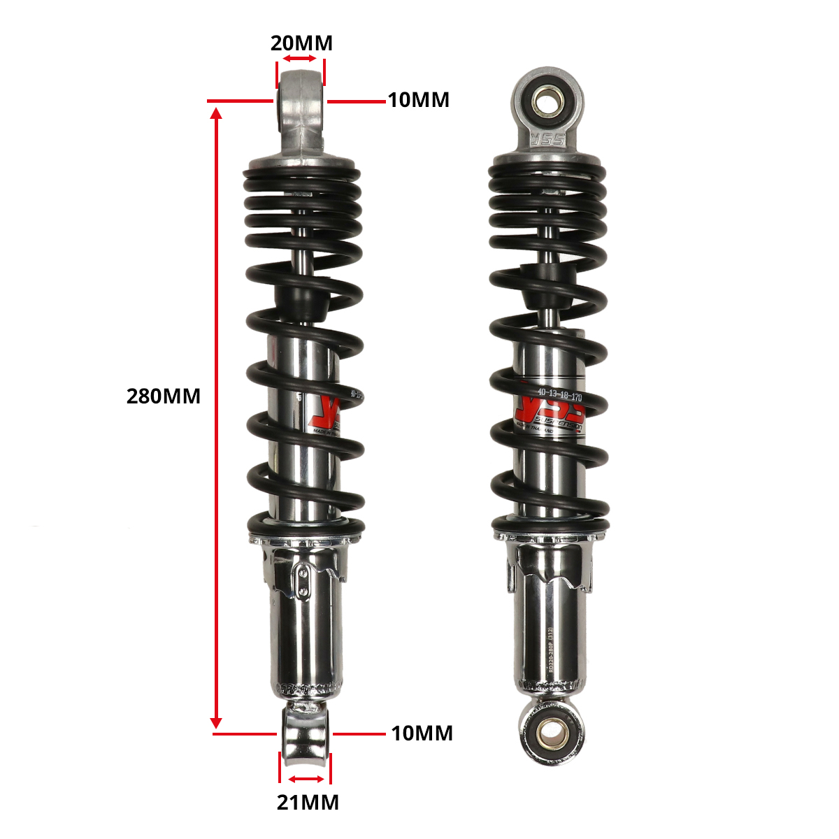 Schokbrekerset Yss Hydraulisch 280mm Chroom/zwart Puch Maxi, Camino, Tomos Rd220-280p-18 - Afbeelding 5