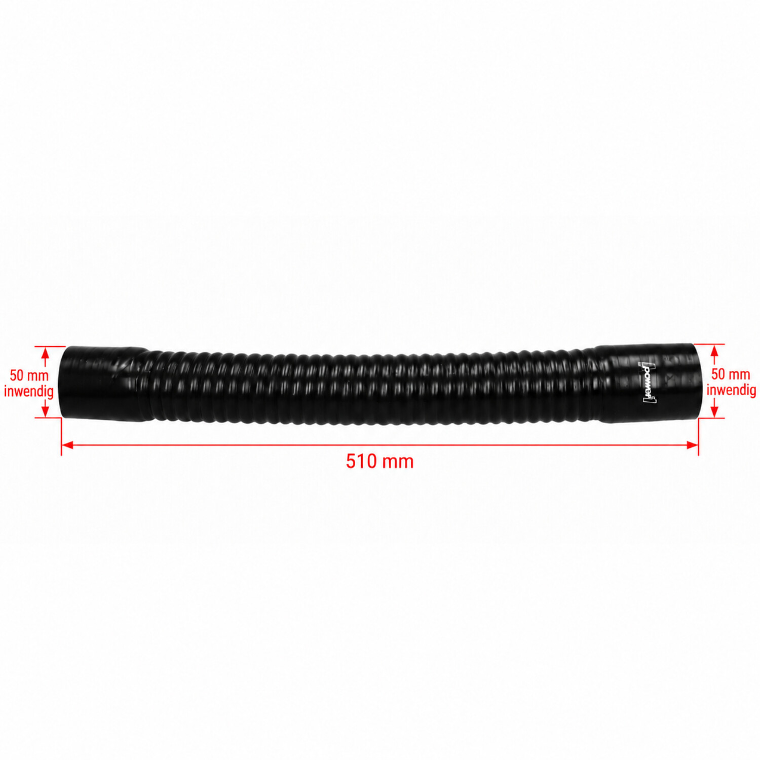 Luchtfilterslang Power1 flexibel lengte 50cm 50mm zwart universeel - Afbeelding 5