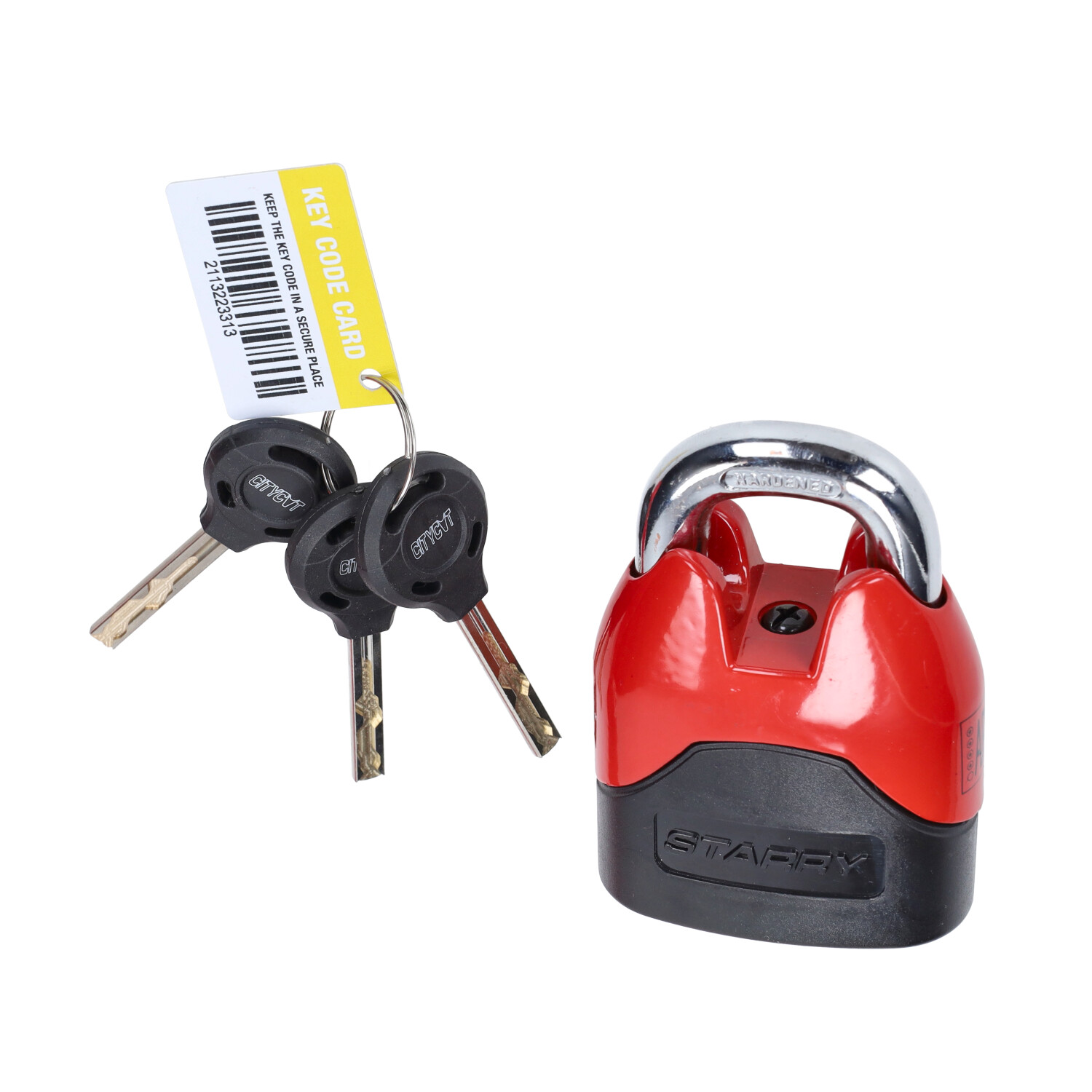 Kettingslot Citycat + Hangslot Art 4-sterren 150cm Rood 410363 - Afbeelding 3