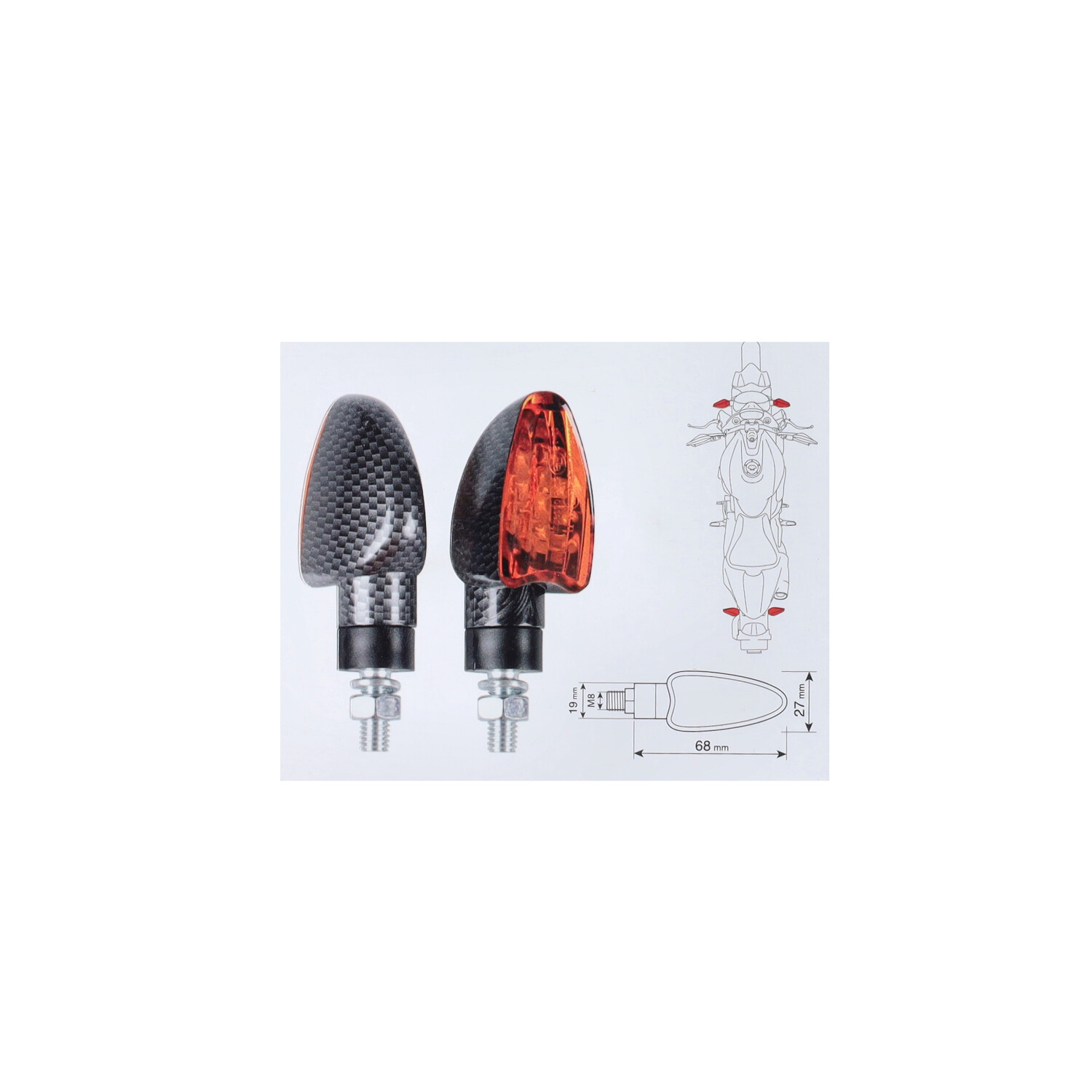 Knipperlichtset Lampa Led E-keur Pijl Carbon Univ 90124 - Afbeelding 2