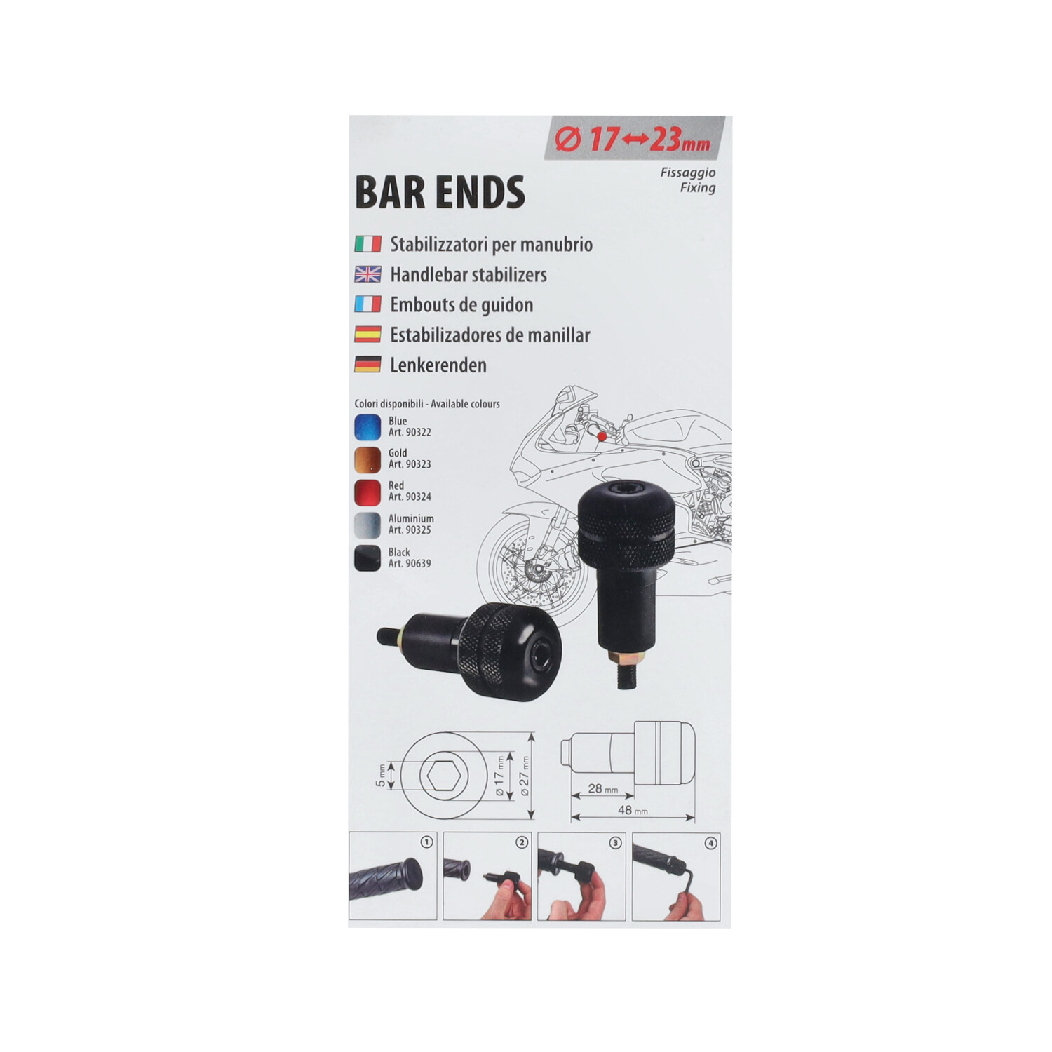 Stuurbalansgewicht Lampa Set Aluminium 17-23mm Zwart 90639 - Afbeelding 2