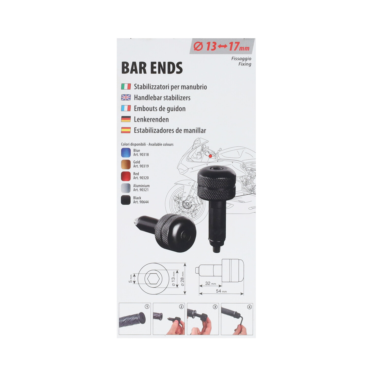 Stuurbalansgewicht Lampa Set Aluminium 17-23mm Zwart 90644 - Afbeelding 2