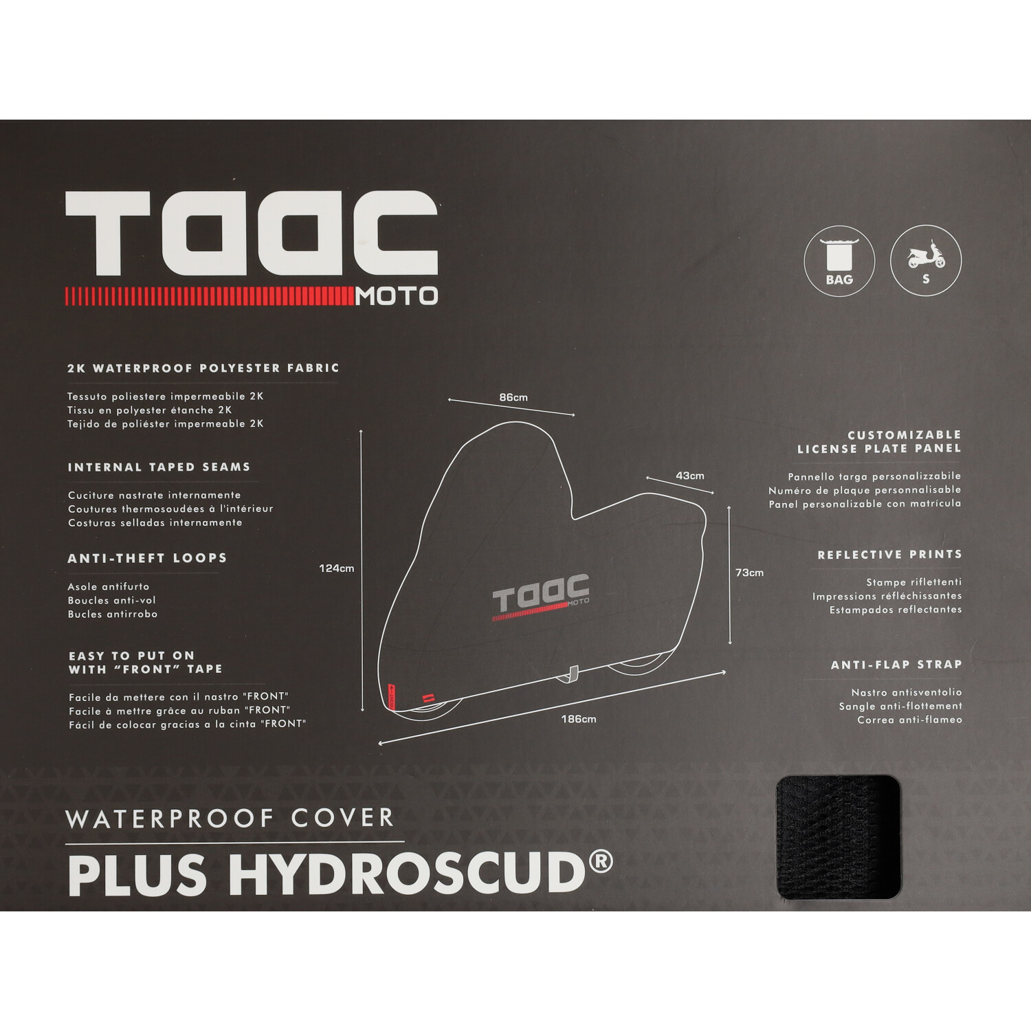 Beschermhoes Taac Scooter Plus Hydroscud 124x186x73 S Zwart 216-n - Afbeelding 4