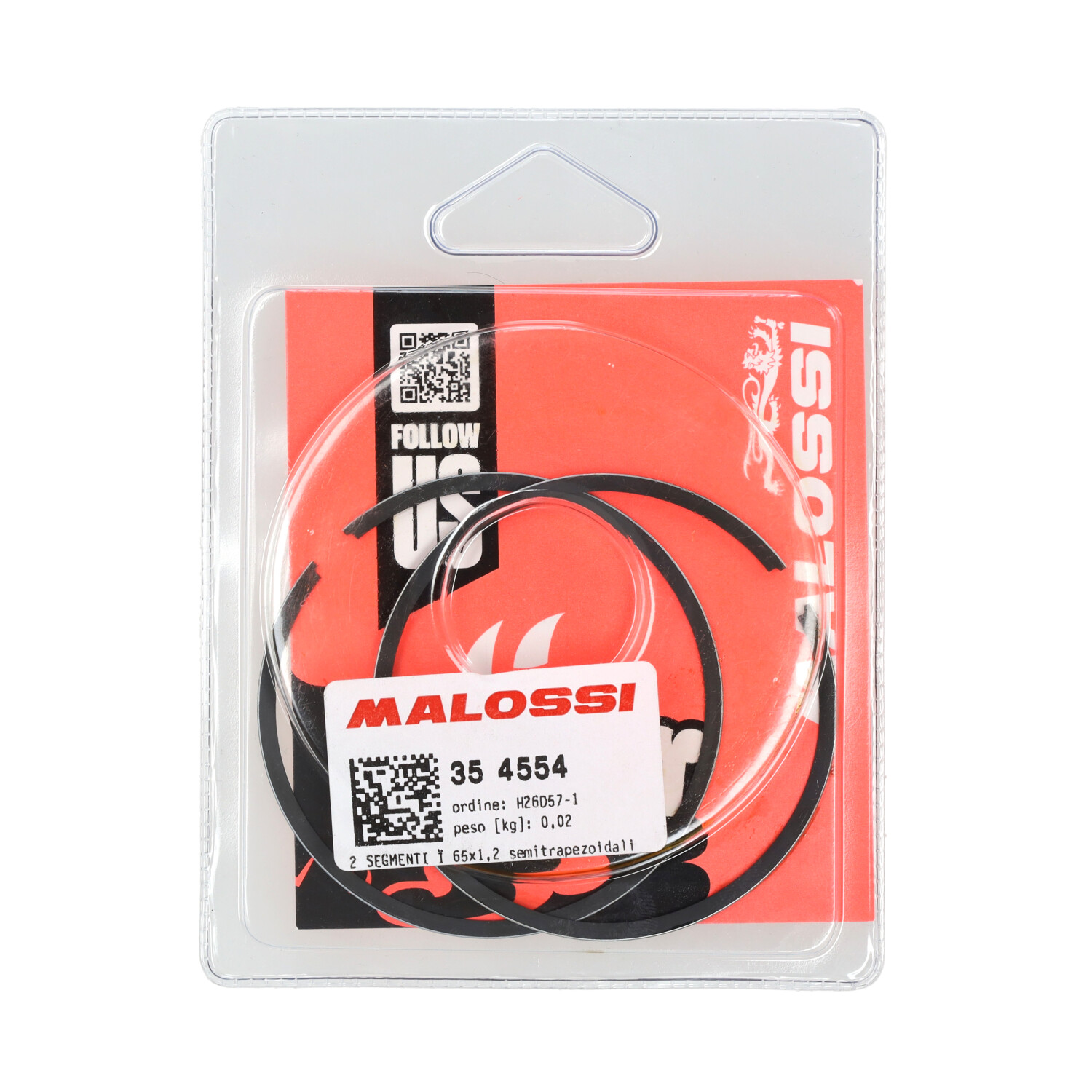 Zuigerveerset Malossi 180cc 65x1.2b DNA 180cc, Runner 180cc, Typhoon 125cc 354554 - Afbeelding 3