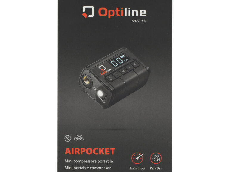 Luchtcompressor Optiline mini universeel USB oplaadbaar - tot 10 bar zwart e-bike, fatbike 91960