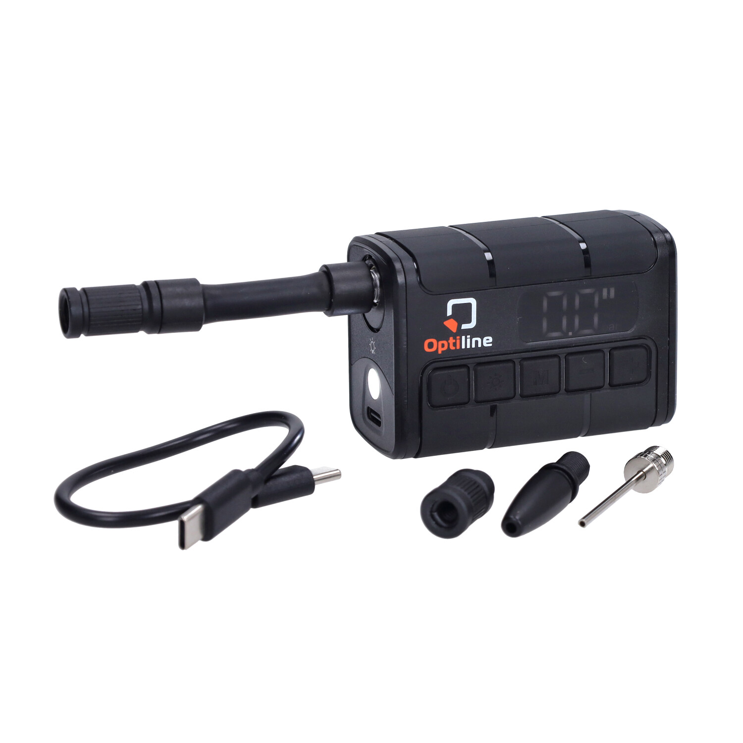 Luchtcompressor Optiline mini universeel USB oplaadbaar - tot 10 bar zwart e-bike, fatbike 91960 - Afbeelding 6