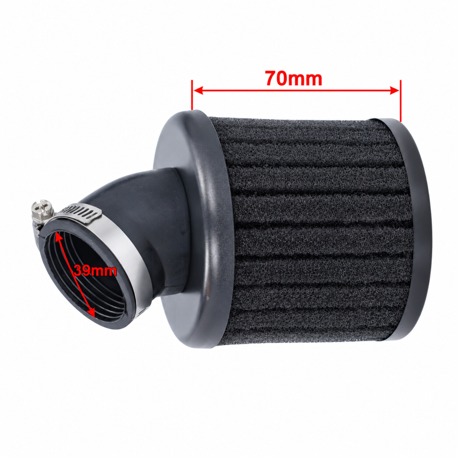 Powerfilter Polini PHBL-PHBH schuin/lang 39mm zwart 203.0211 - Afbeelding 2