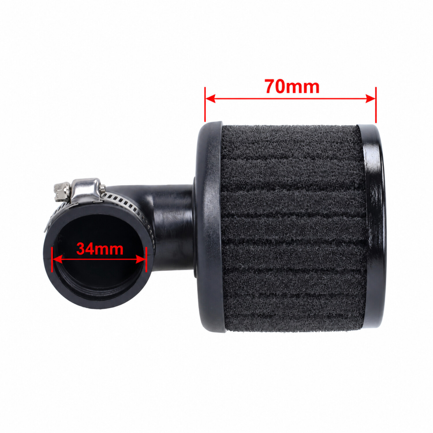 Powerfilter Polini 90 graden haaks/lang 34mm zwart 203.0214 - Afbeelding 2