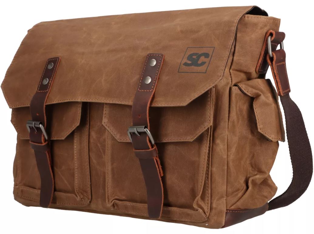 Schoudertas universeel SC gewaxt canvas bruin