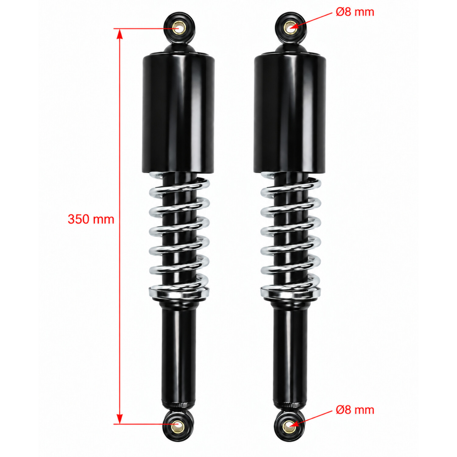 Schokbrekerset Fast-arrow 350mm Zwart/chroom Puch Dakota, Puch M50, Puch Monza - Afbeelding 4