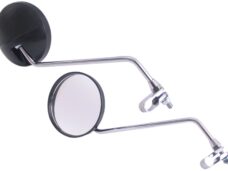 Spiegelset met klem M8 Edge met helder glas - ronde vorm - zwart / chroom