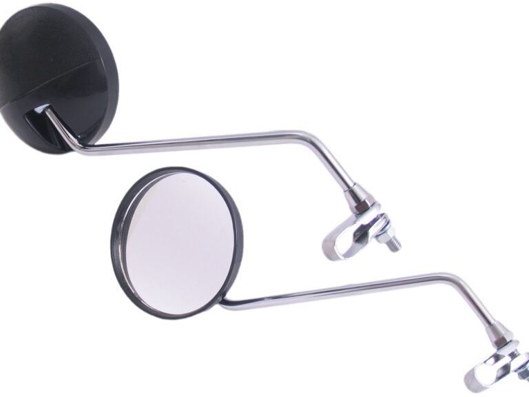 Spiegelset met klem M8 Edge met helder glas - ronde vorm - zwart / chroom